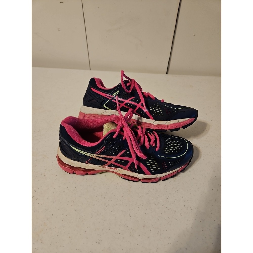 ASICS GEL-Kayano 22 Running Shoes Womens Size 6.5 Sneaker Blue/Pink (S121)